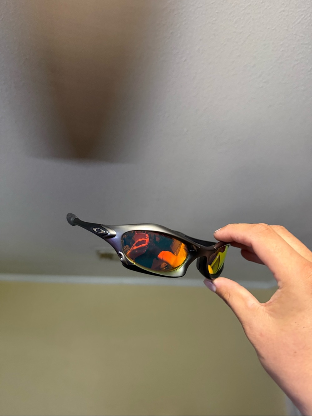 Oaks Men’s Sunglasses - Black Frame with Orange Mirrored Lenses